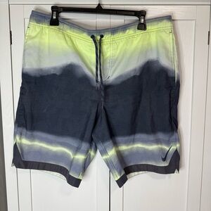 Nike Men’s M Swim Trunks Medium Mesh Lined Board Shorts Yellow Gray 9” Inseam